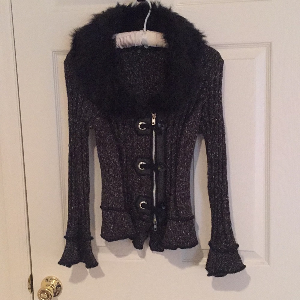 Sioni black cable knit cardigan